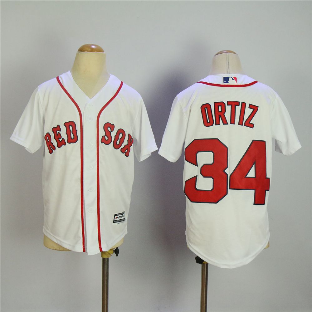 Youth Boston Red Sox #34 Ortiz White MLB Jerseys->youth mlb jersey->Youth Jersey